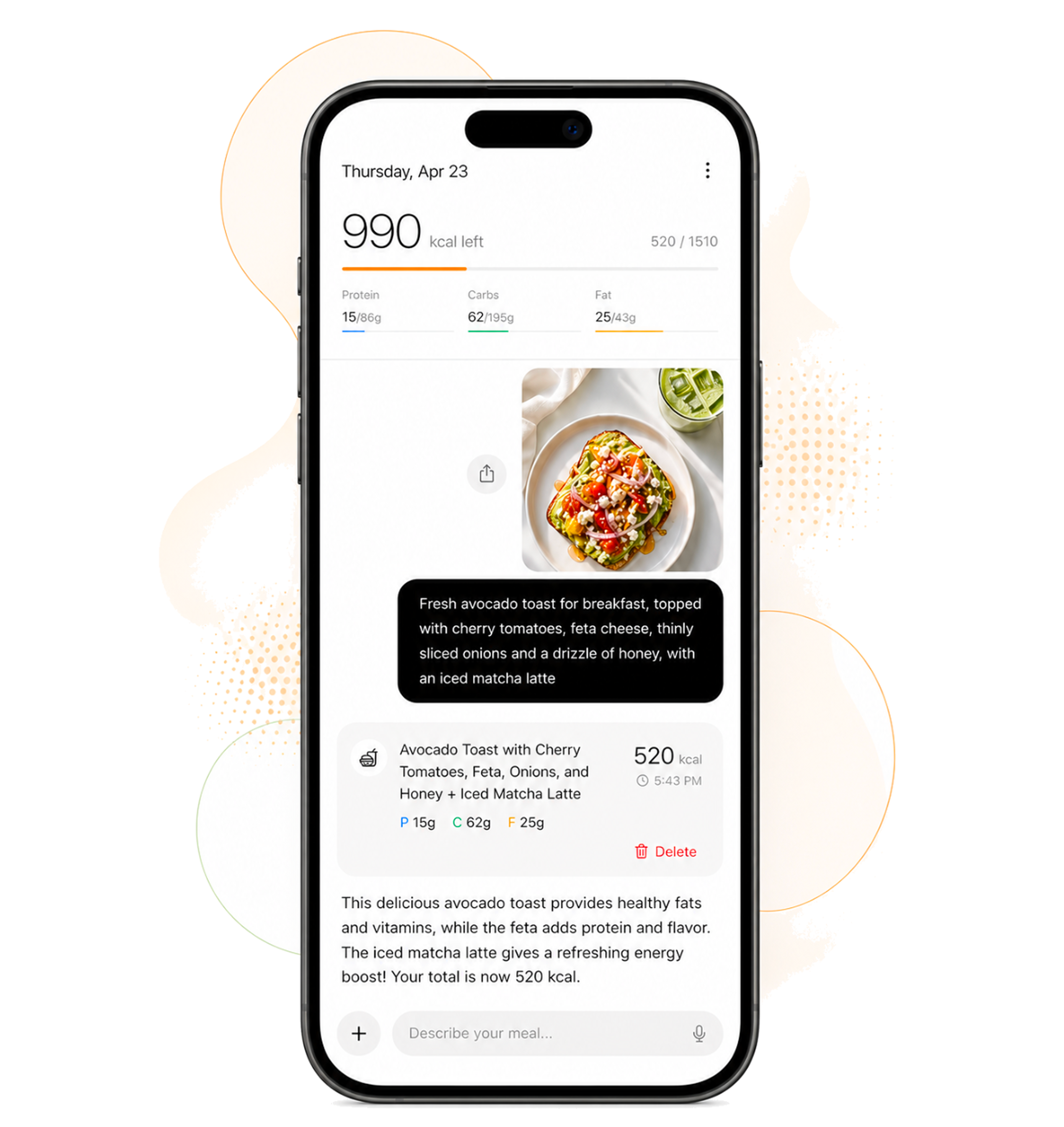 Palorie landing page mockup showing the app introduction